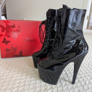 Pleaser Black Glossy Platform Boots (Adore 1020)